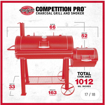 Char-Griller® Competition Pro Offset Smoker -savustingrilli. Ilmainen toimitus!