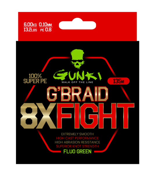 UUTUUS!!  Gunki G´Braid 8X Fight monikuitusiima. Paksuudet 0,1-0,21mm
